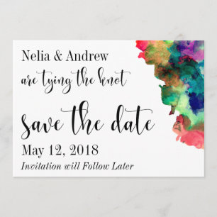 Modern Colourful Watercolor Save the Date 2