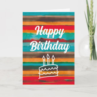 Modern Colourful Watercolor Stripes Cake Card