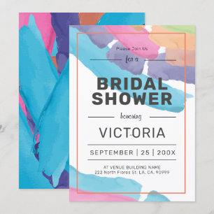 Modern Colourful watercolors brushstrokes Invitation