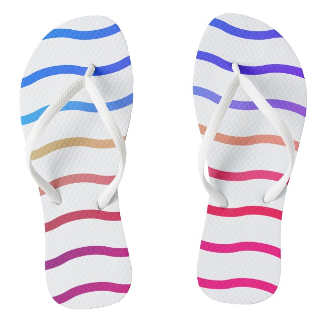 Modern Colourful Wave Pattern Flip Flops (Footbed)