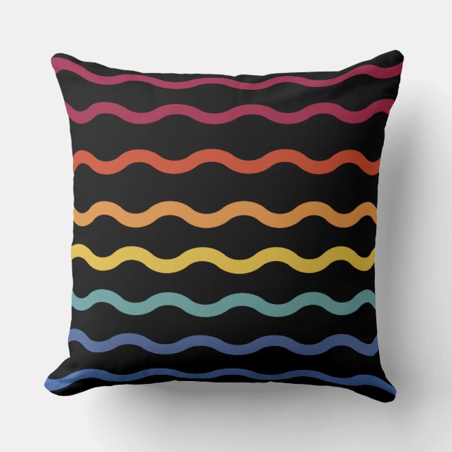 Modern Colourful Wave Pattern Throw Pillow (Front)
