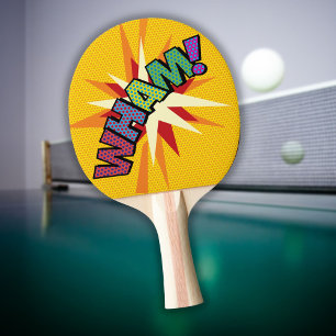 Modern Colourful WHAM Typograhy Comic Book Pop Art Ping Pong Paddle