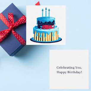 Modern Colourful Whimsical Birthday Cake  Card