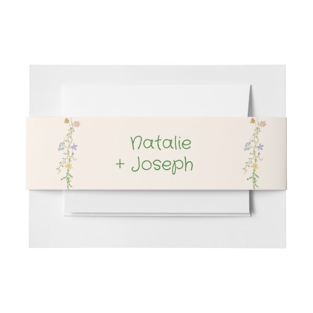 Modern Colourful Whimsical Pastel Floral Wedding Invitation Belly Band (Front Example)