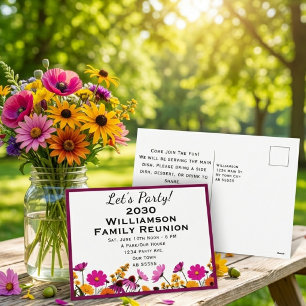 Modern Colourful Wildflower Family Reunion Party Holiday Postcard