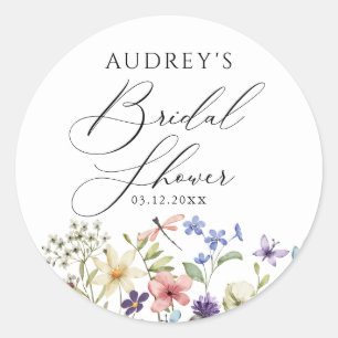 Modern Colourful Wildflower Floral Bridal Shower Classic Round Sticker