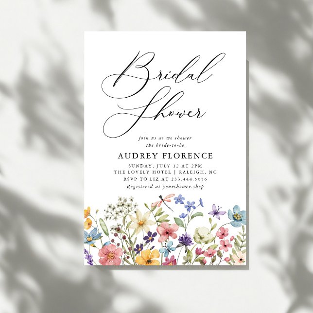 Modern Colourful Wildflower Floral Bridal Shower Invitation (Creator Uploaded)