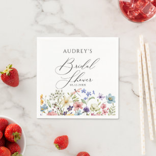 Modern Colourful Wildflower Floral Bridal Shower Napkin