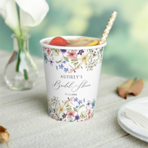 Modern Colourful Wildflower Floral Bridal Shower  Paper Cups