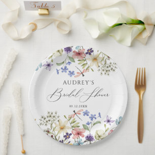Modern Colourful Wildflower Floral Bridal Shower Paper Plate