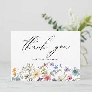 Modern Colourful Wildflower Floral Bridal Shower Thank You Card