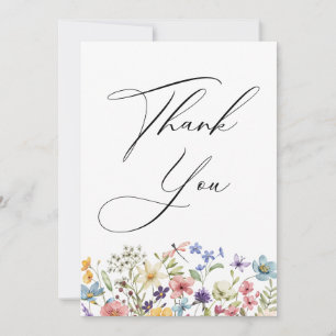 Modern Colourful Wildflower Floral Bridal Shower Thank You Card