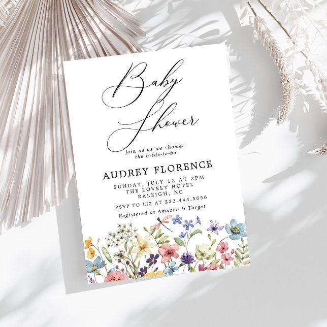 Modern Colourful Wildflowers Floral Baby Shower Invitation (Creator Uploaded)