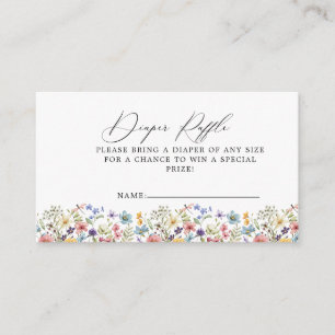 Modern Colourful Wildflowers Floral Diaper Raffle Enclosure Card