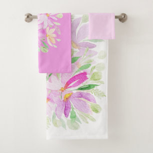 Modern Colourful Wildflowers Watercolor Art  Bath Towel Set