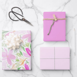 Modern Colourful Wildflowers Watercolor Art Wrapping Paper Sheet