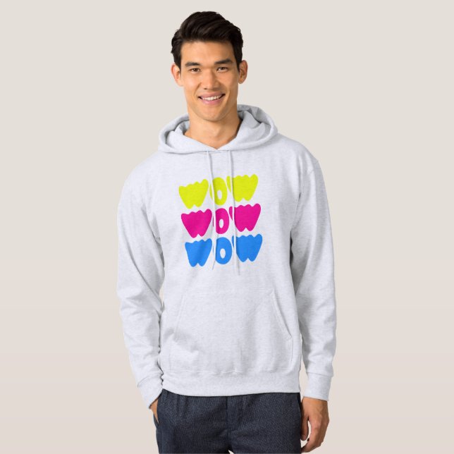 Modern colourful WOW MOM Saying Simple day Hoodie (Front Full)