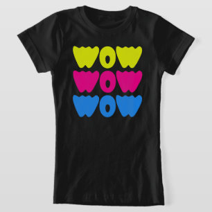 Modern colourful WOW MOM Saying Simple day T-Shirt