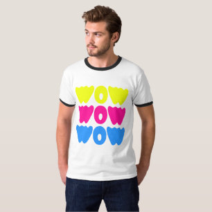 Modern colourful WOW MOM Saying Simple day T-Shirt