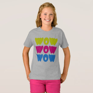 Modern colourful WOW MOM Saying Simple day T-Shirt