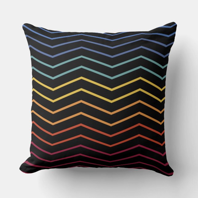 Modern Colourful Zigzag Pattern Throw Pillow (Front)