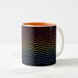 Modern Colourful Zigzag Pattern Two-Tone Coffee Mug