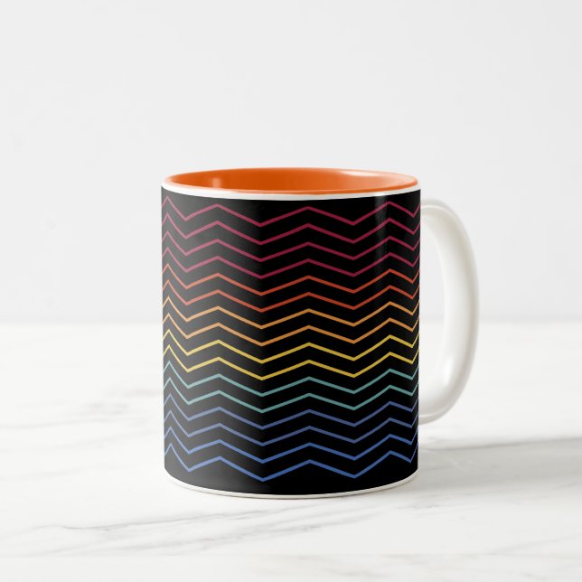 Modern Colourful Zigzag Pattern Two-Tone Coffee Mug (Front Right)