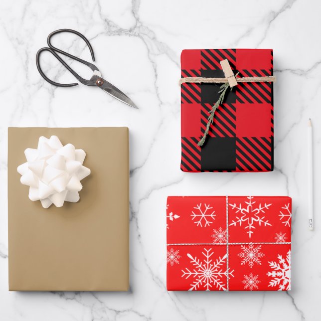 Modern colours Chrismas pattern elegant red gift Wrapping Paper Sheet (Front)
