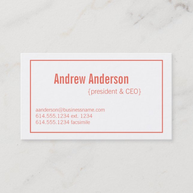 Modern Colours Emberglow & White Design 3 Card (Front)