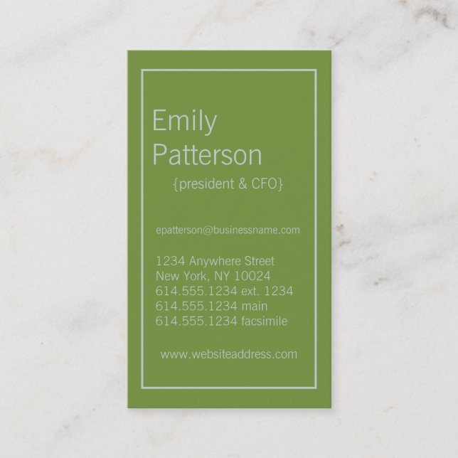 Modern Colours :: Green & Light Grey Business Card (Front)