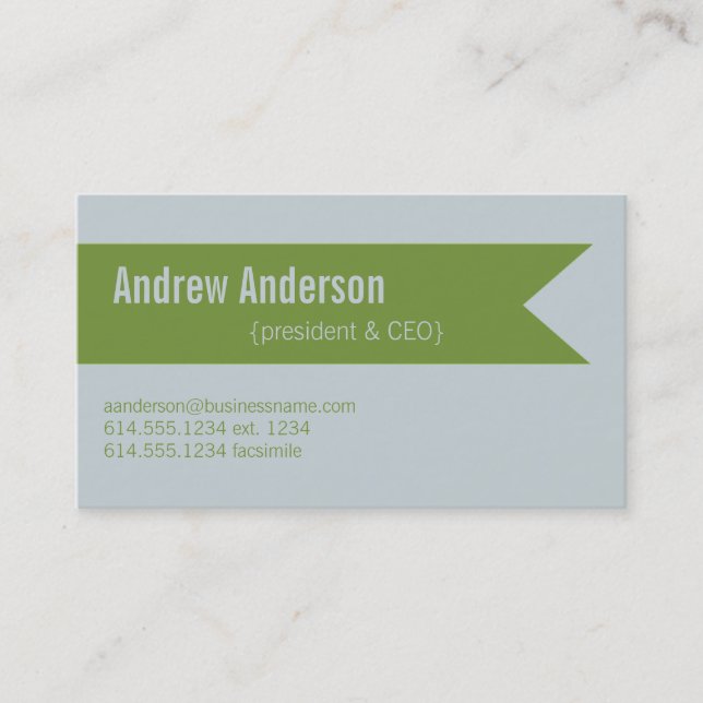 Modern Colours Light Grey & Green Design 2 Card (Front)