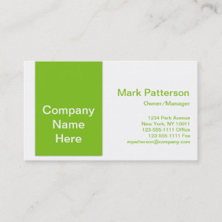 Modern Colours Lime Green & White Business Card 2