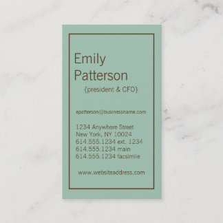 Modern Colours :: Seafoam & Brown Business Card