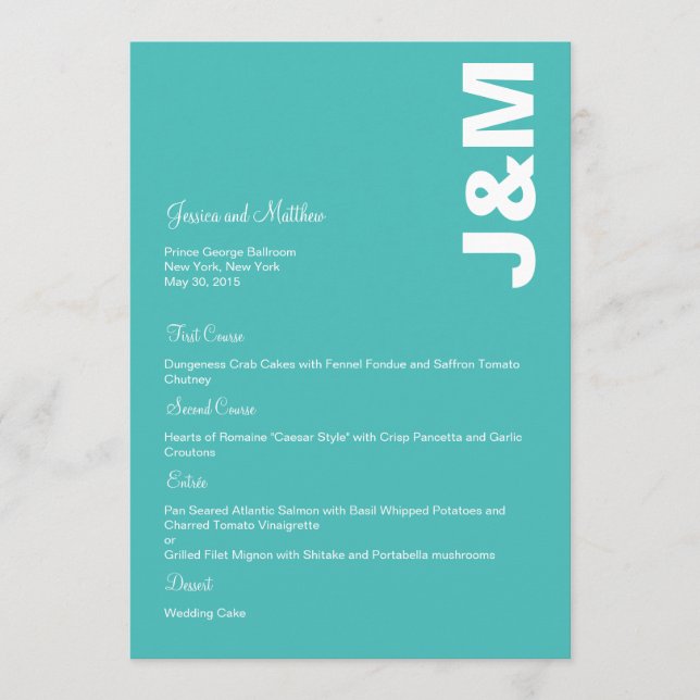 Modern Colours Wedding Menu Card (Front)