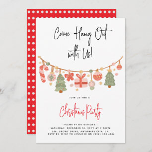 Modern 'Come Hang Out' Santa Claus Christmas Party Invitation