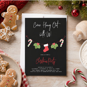 Modern 'Come Hang Out' Santa Claus Christmas Party Invitation