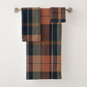 Modern Comfort in Orange & Black: Plaid Bath Towel