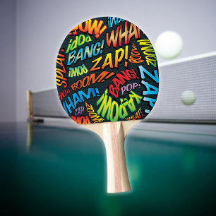 Modern Comic Book Colourful Typographic Ping Pong Paddle