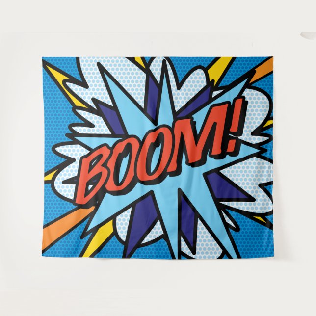 Modern Comic Book Pop Art BOOM Tapestry (Front (Horizontal))
