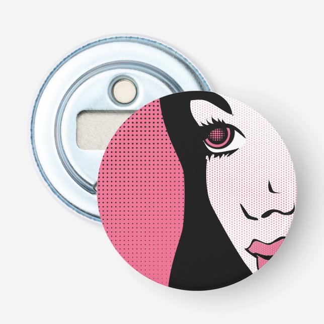 Modern Comic Book Pop Art of Woman's Face Bottle Opener (Front)
