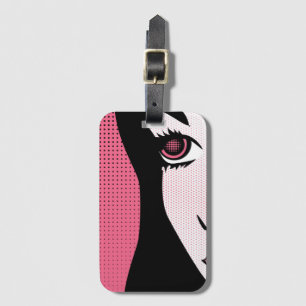 Modern Comic Book Pop Art of Woman's Face Luggage Tag