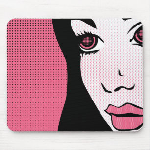 Modern Comic Book Pop Art of Woman's Face Mouse Mat
