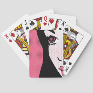 Modern Comic Book Pop Art of Woman's Face Playing Cards