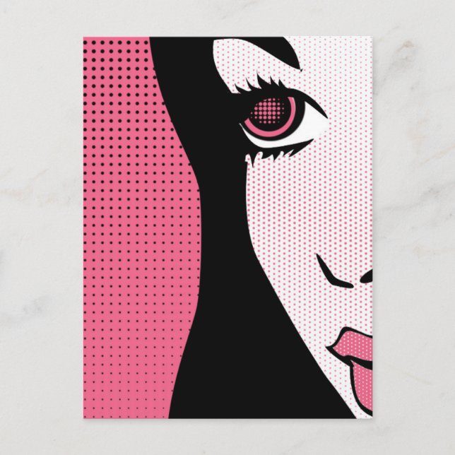 Modern Comic Book Pop Art of Woman's Face Postcard (Front)