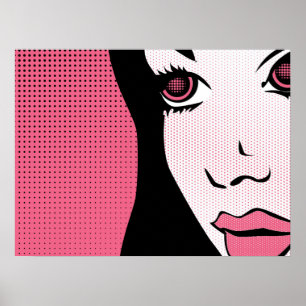 Modern Comic Book Pop Art of Woman's Face Poster