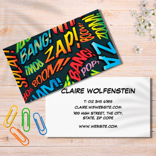 Modern Comic Book Pop Art Sounds Business Card
