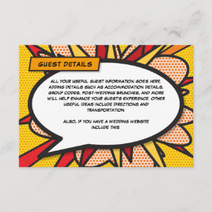 Modern Comic Book Wedding Accommodation Details Enclosure Card