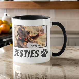 Modern Comic Pet Paw Bestie Best Friends BFF Photo Mug