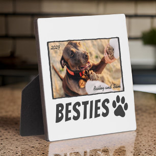 Modern Comic Pet Paw Bestie Best Friends BFF Photo Plaque