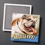 Modern Comic Simple Cool Custom Pet Photo Magnet<br><div class="desc">This simple and classic design is composed of serif typography and add a custom photo of your pet.</div>